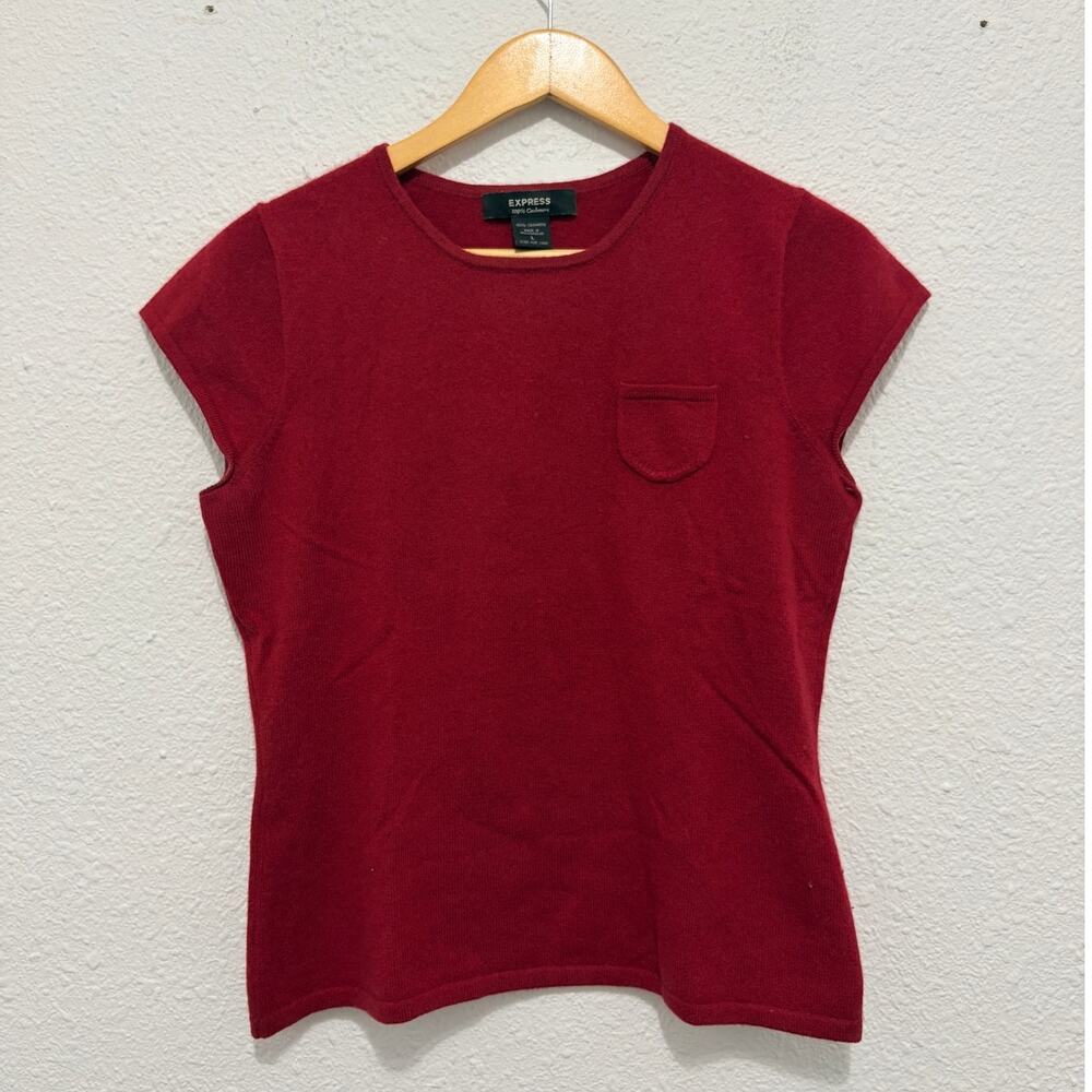 Vintage Express Cashmere Short Sleeve Sweater Cap Sleeve Glam Y2K French Classic